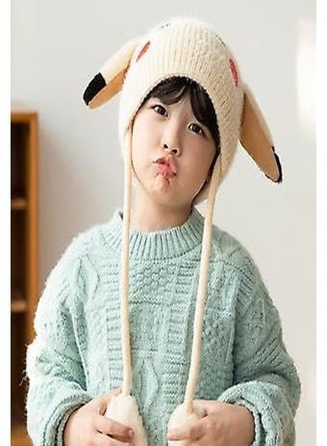 Krystle Kids Rabbit Hat Ear Moving Jumping Hat Funny Bunny Plush Hat Cap for Women Girls, Winter Spring Warm Hat (Beige) - Image 2